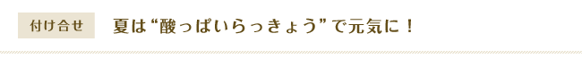 【付け合せ】夏は“酸っぱいらっきょう”で元気に！