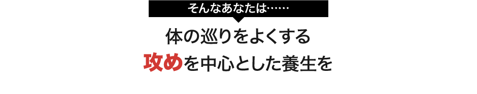 そんなあなたは......体の巡りをよくする攻めを中心とした養生を